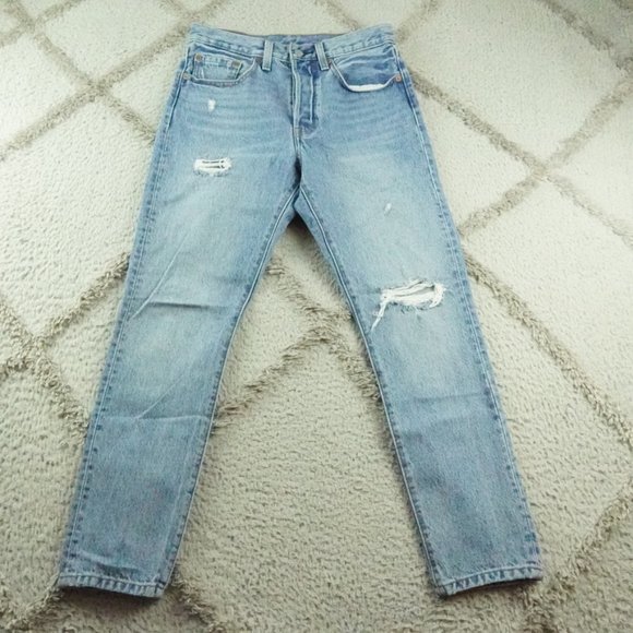 Levi's Denim - Levi's 501 Straight Leg Jeans Womens 26x28 High Rise Button Fly Blue Denim